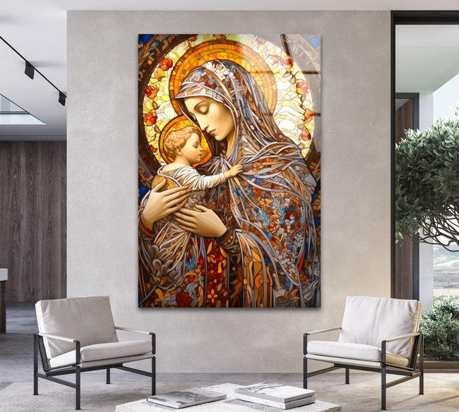 Jesus and Virgin Mary Tempered Glass Wall Art - MyPhotoStation