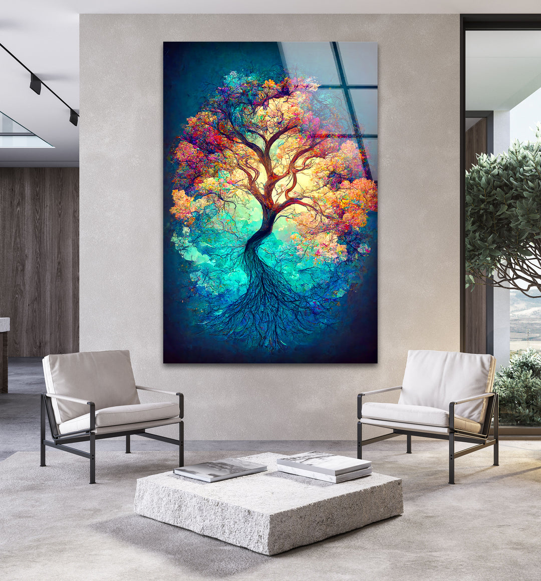 Old Big Green Tree Glass Wall Art, custom glass photo prints, large glass prints