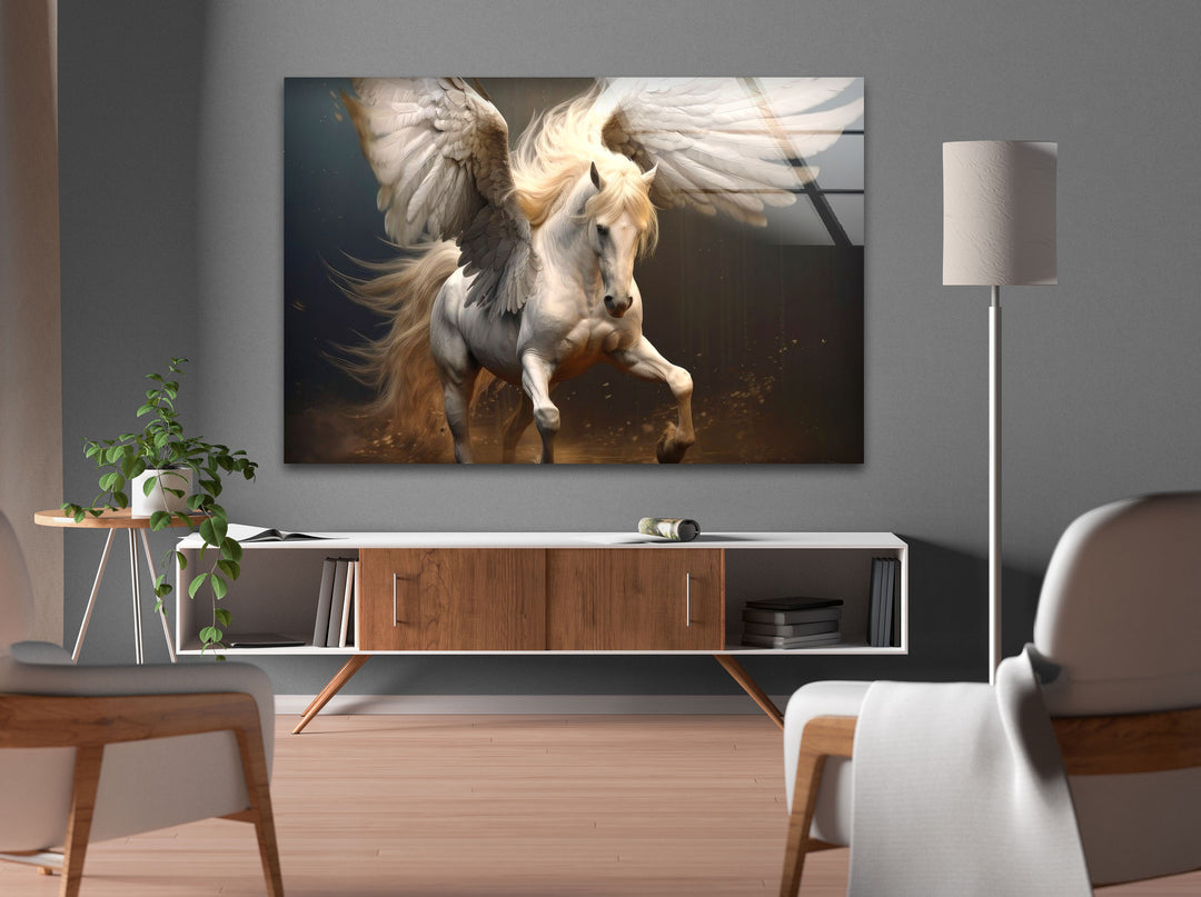 Winged Horses Glass Wall Art Winged Horses Glass Wall Art