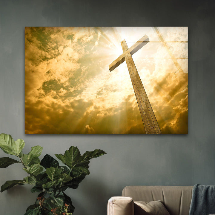 Cruz Cristiana Modern Glass Wall Art Decor