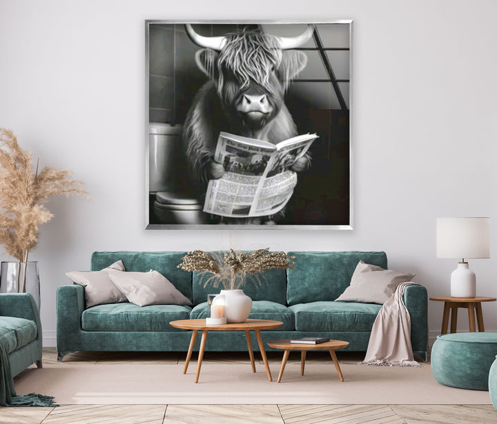 Reading Cow Glass Wall Art glass image printing, glass prints from photos