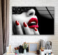 Red Lips Woman Cool Glass Art & Glass Wall Pictures