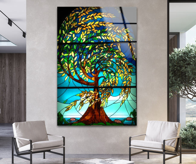 Stained Tree Tempered Glass Wall Art - MyPhotoStation