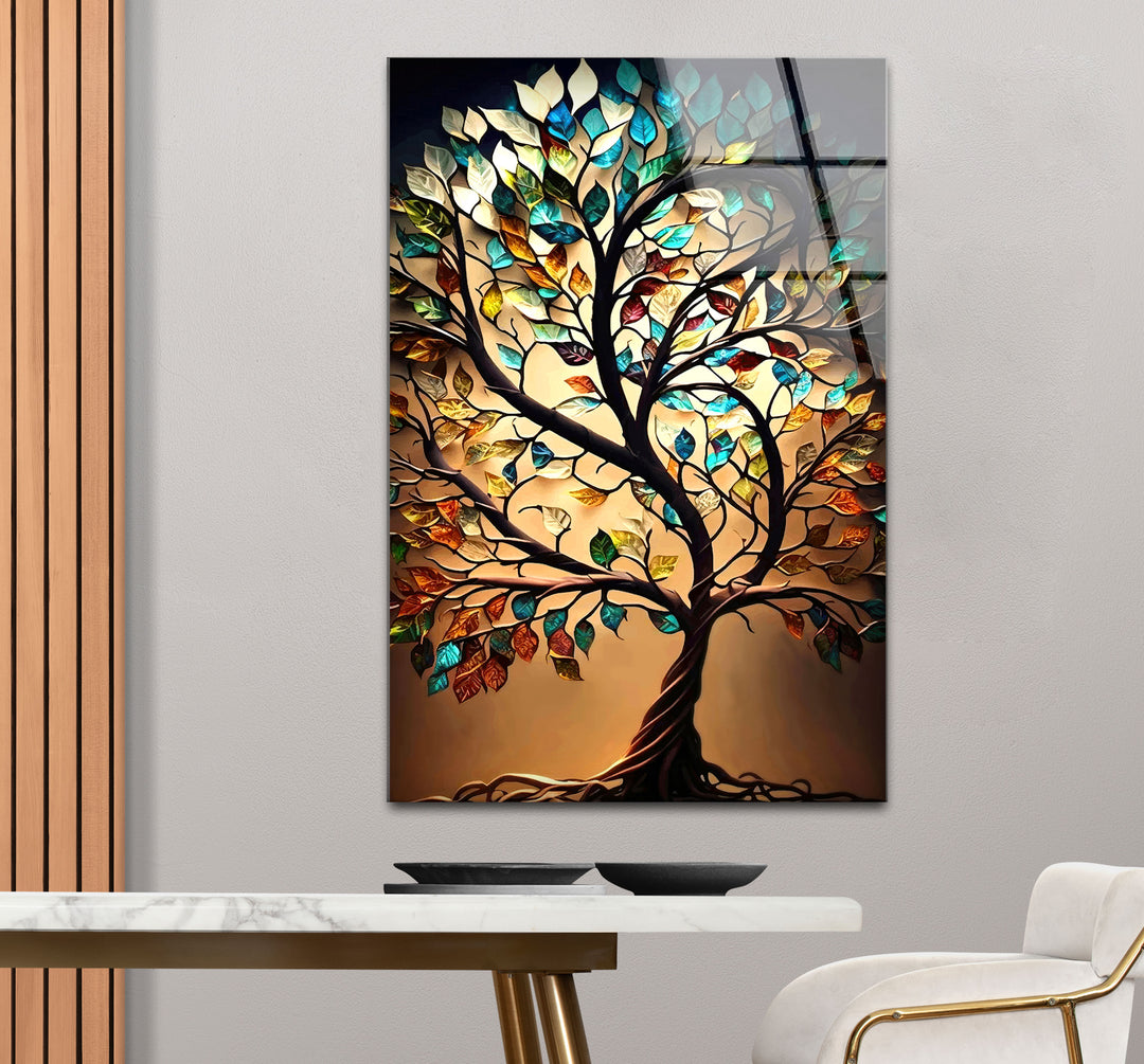 Life of Tree Brown Glass Wall Art custom glass photo prints, large glass prints