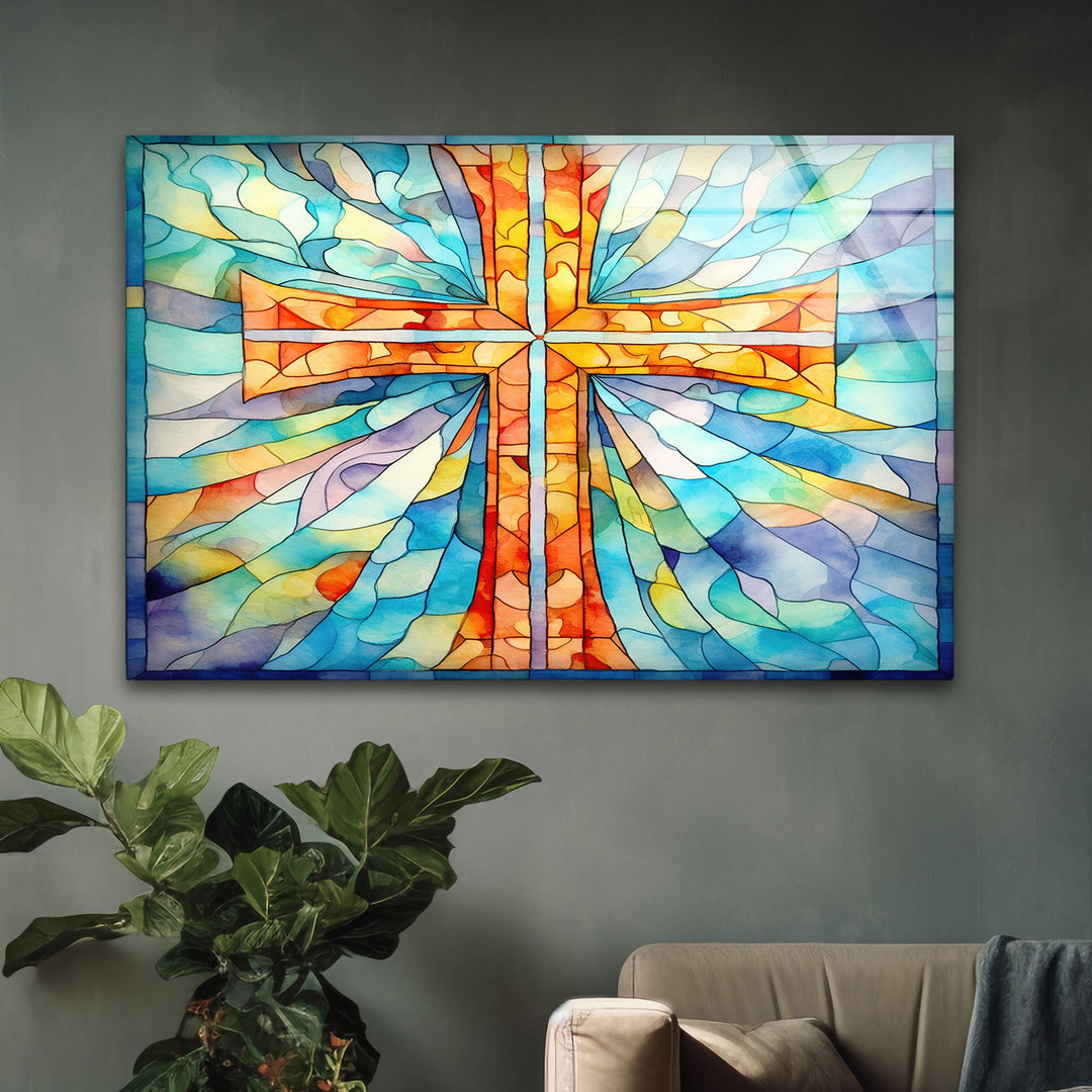 Heavenly Light Holy  Photo on Glass Home Decor