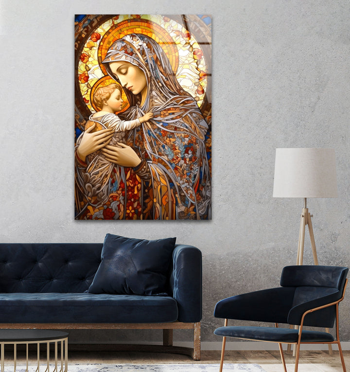 Jesus and Virgin Mary Tempered Glass Wall Art - MyPhotoStation