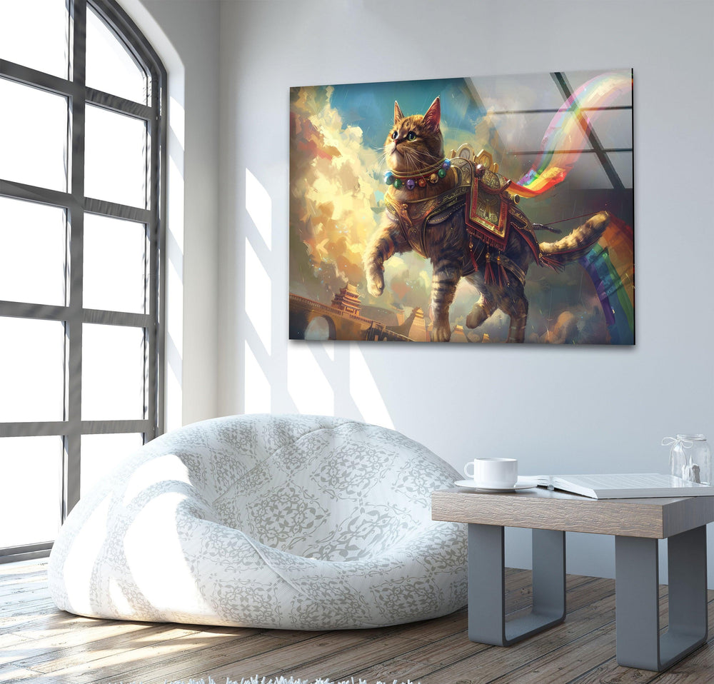 Flying Cat Glass Wall Art large glass photo prints, glass wall photos