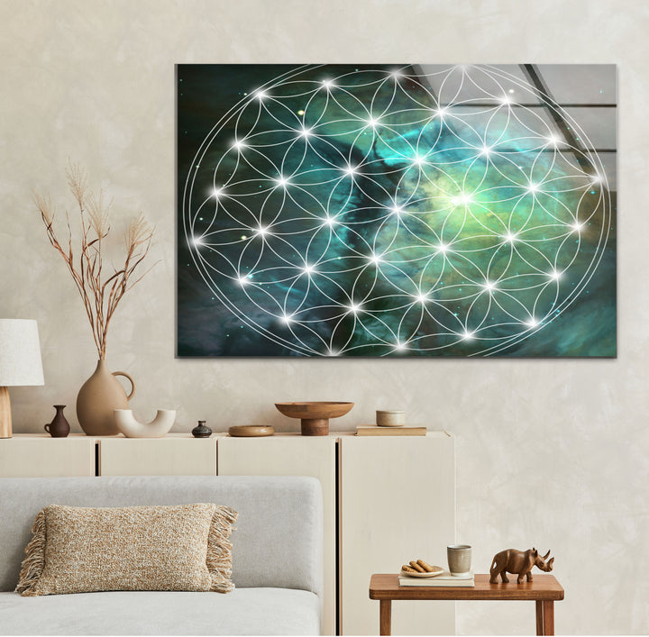 Flower Of Live Sacred Geometry Tempered Glass Wall Art - MyPhotoStation