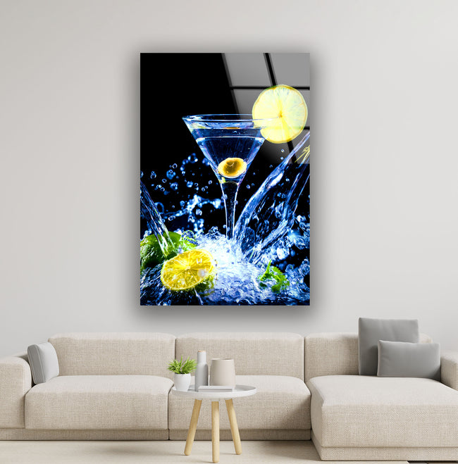 Cocktail Glass Tempered Glass Wall Art