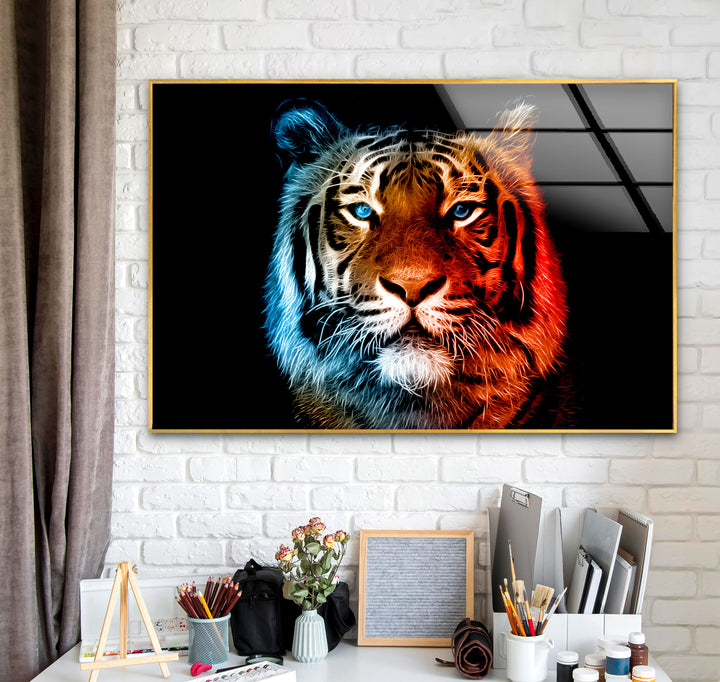 Tiger Portrait Glass Wall Art             glass wall decor, glass wall art decor