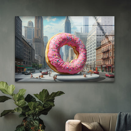 Big Donut Cool Art Glass Wall Art