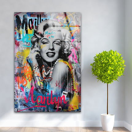 Marilyn Monroe Graffiti Glass Wall Art