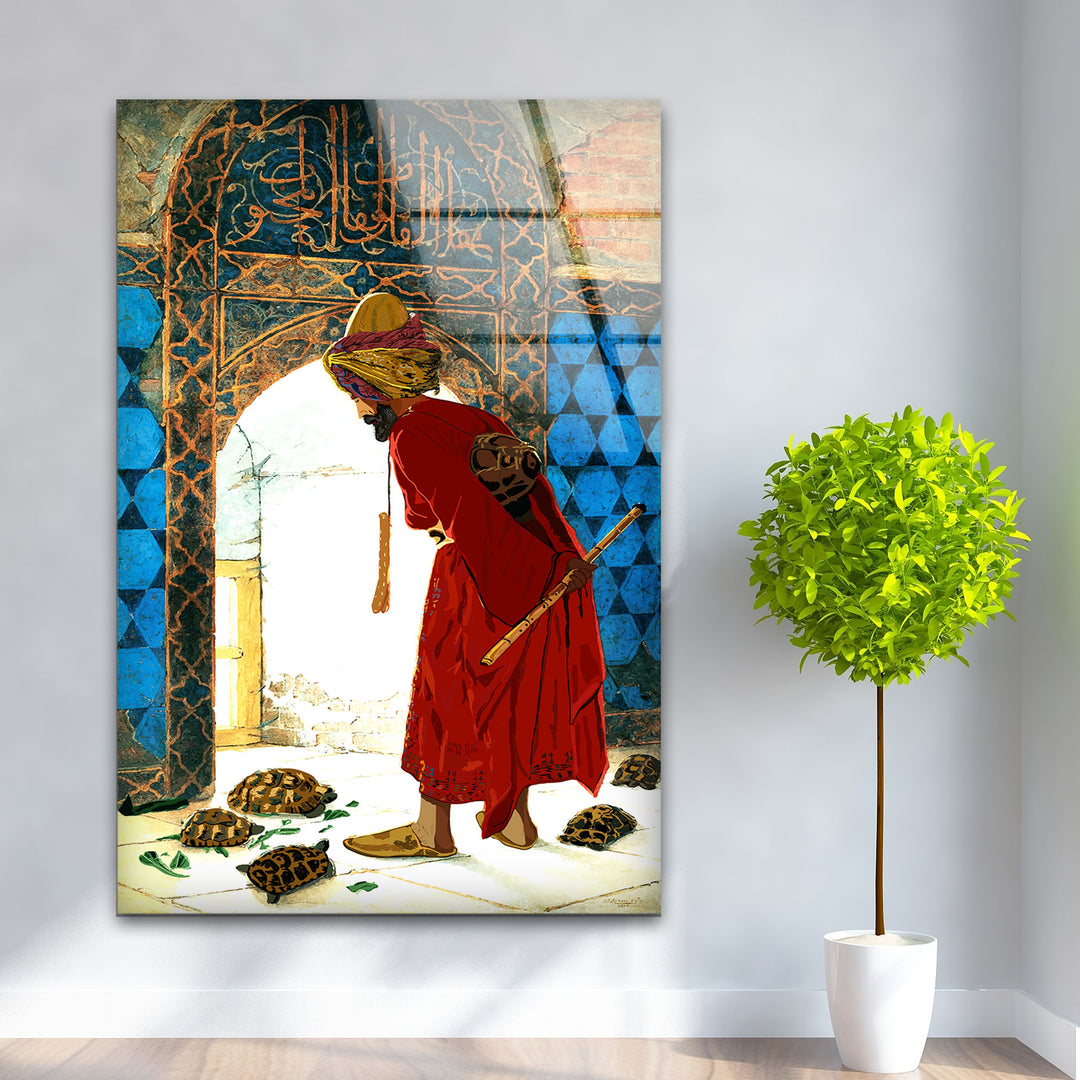 The Tortoise Trainer  Glass Wall Artwork | Custom Glass Photos