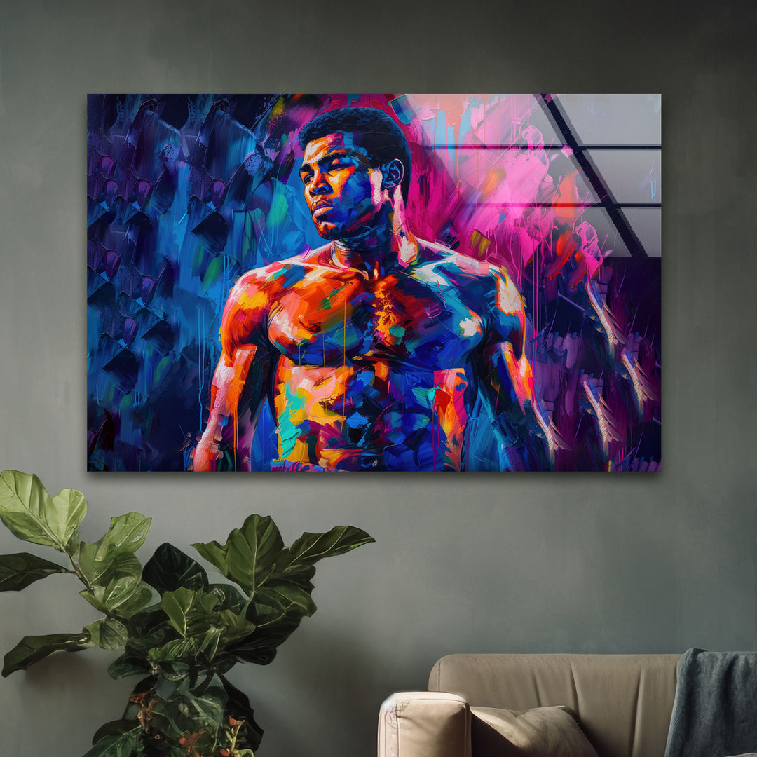 Muhammed Ali Painting Glass Wall Art Decor | Glass Art Prints