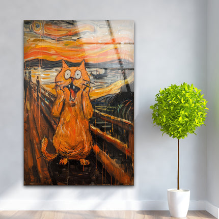 Fat Orange Cat Glass Wall Art