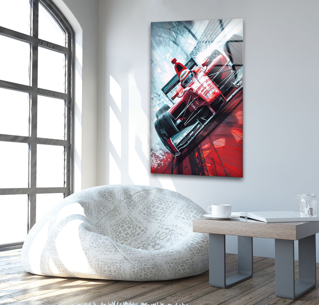 Red Race Car Modern Glass Wall Art & Cool Prints