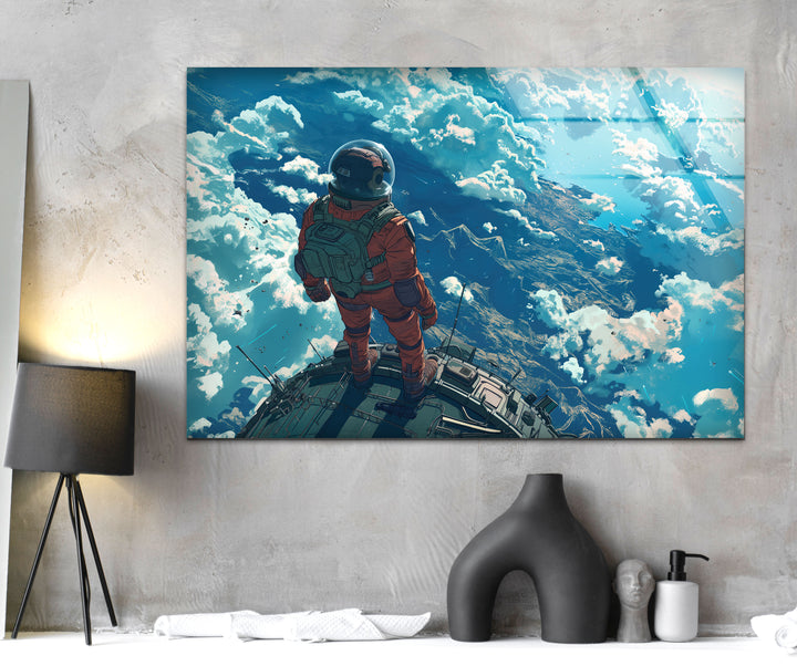 A Space Explorer Glass Wall Art, glass art painting, glass art for the Wall