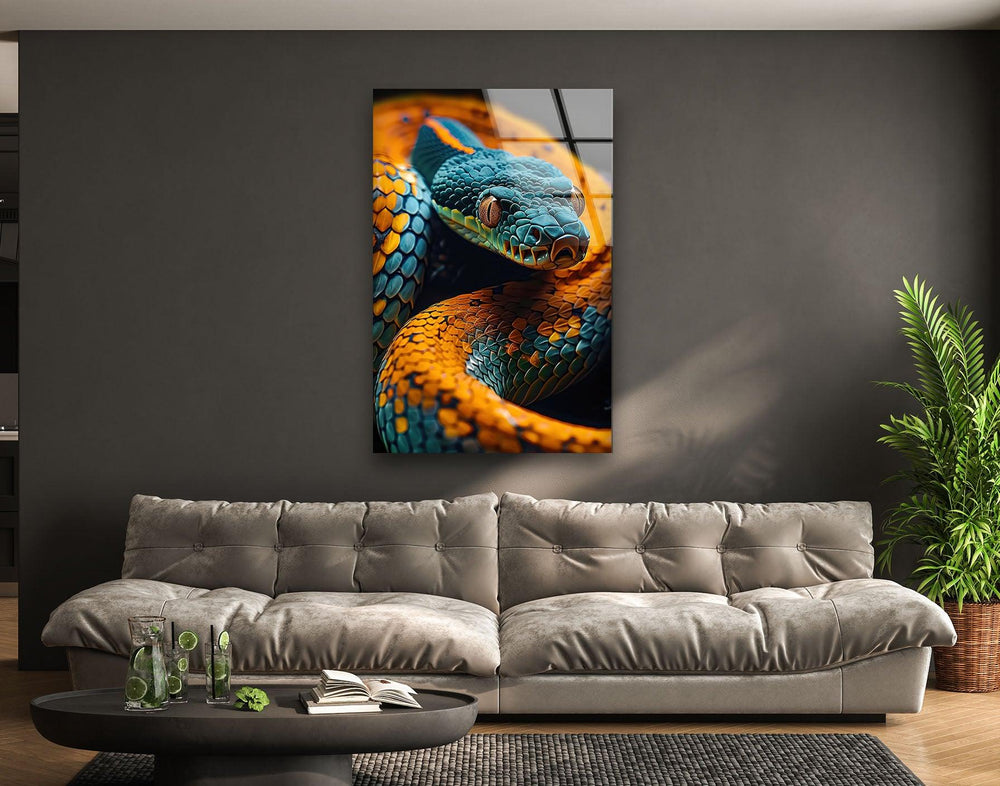 Portrait of Snake Glass Wall Art print on glass, glass printed photos