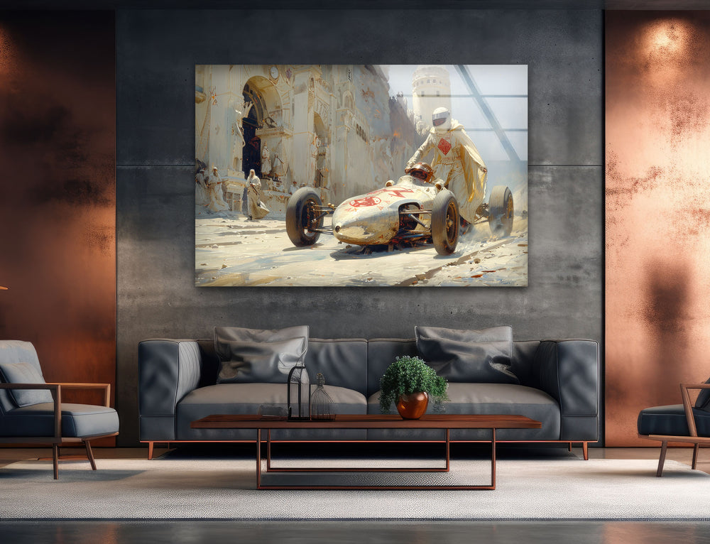 Vintage F1 Race Car Modern Glass Wall Art & Cool Prints