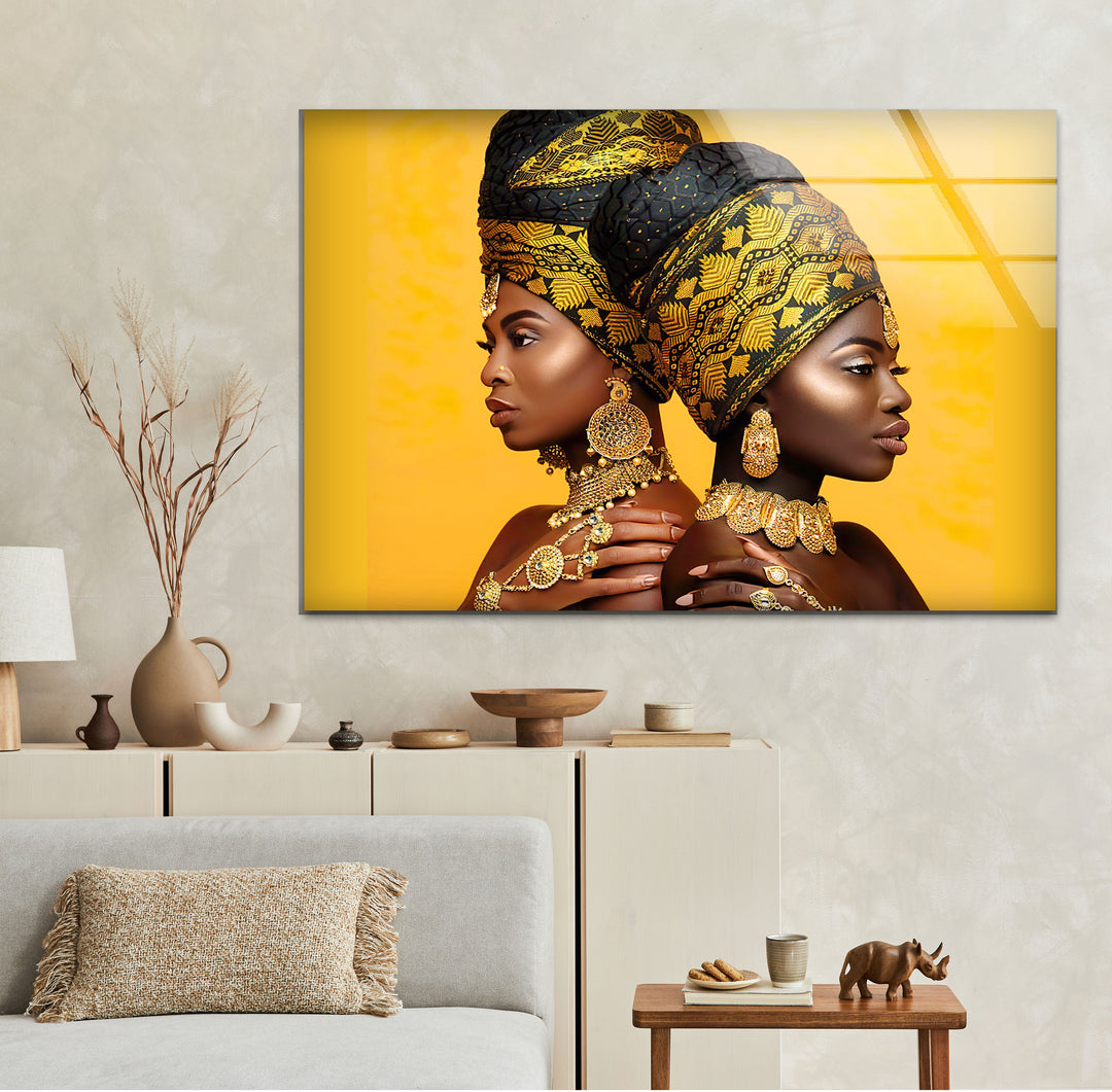 African Headwrap Woman Glass Wall Art