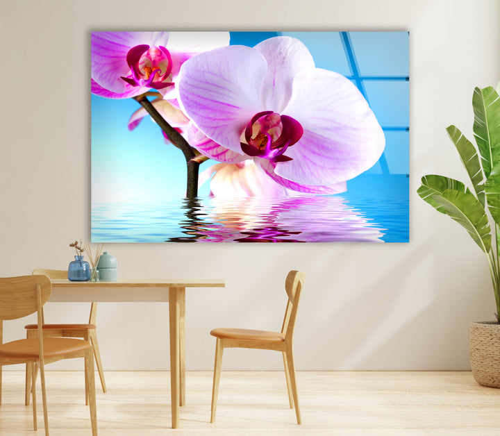 Pink Orchid Glass Wall Art, custom glass photo prints, large glass prints