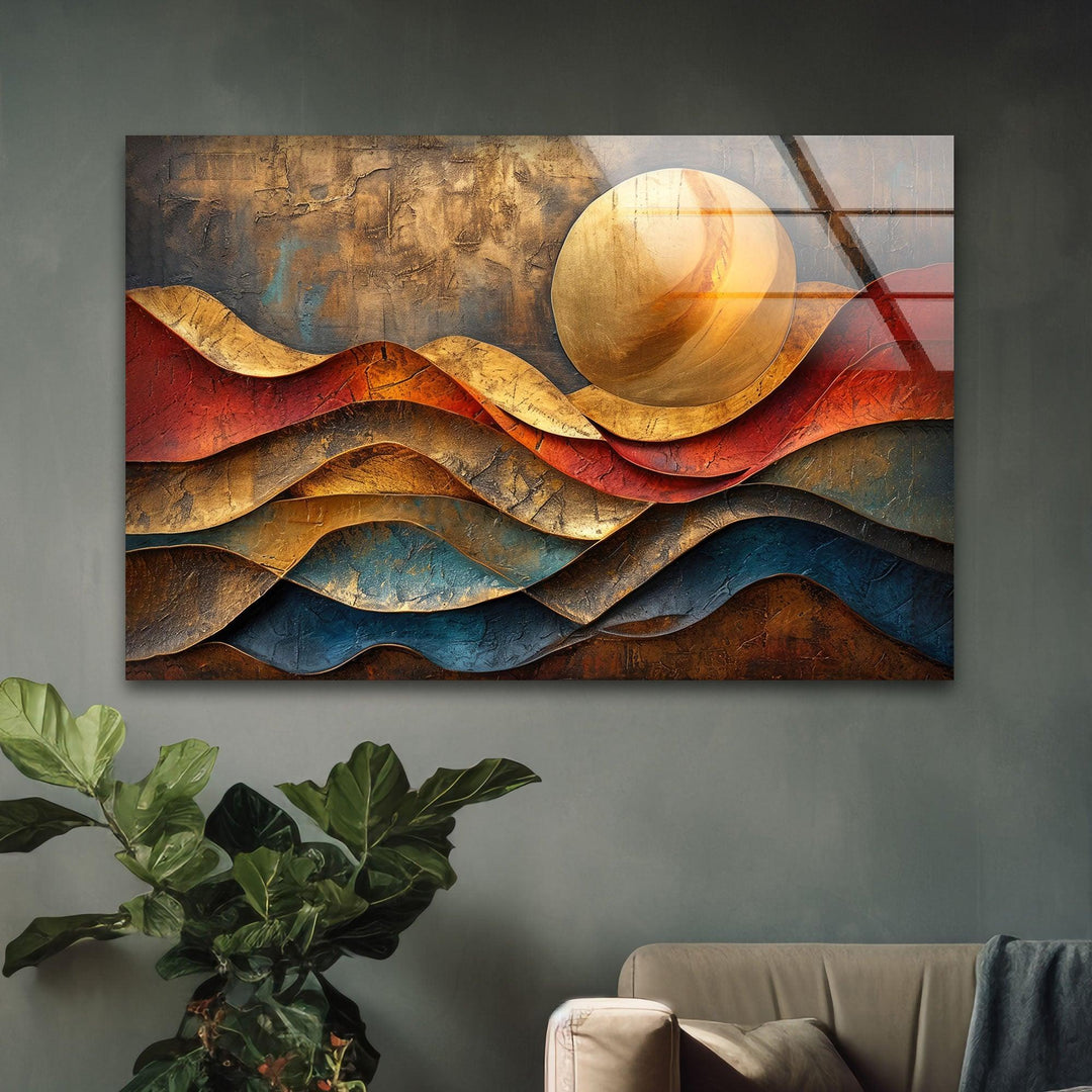 Sunset Abstract Painting Cool Glass Photos & Wall Art Decor