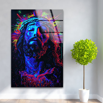 Oil Portrait of Jesus Tempered Glass Wall Art - MyPhotoStation
