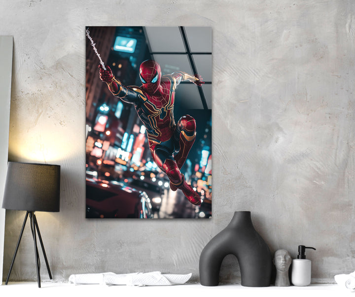 Iron Spiderman Glass Wall Art glass pictures for Wall, glass prints wall art
