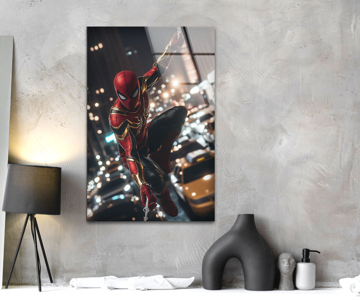 Iron Spider Glass Wall Art glass art painting, glass art for the Wall
