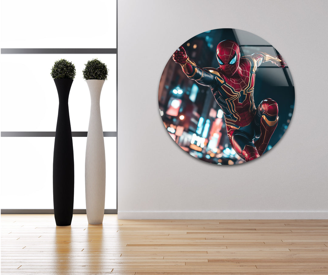 Iron Spiderman Glass Wall Art custom glass photo prints, large glass prints
