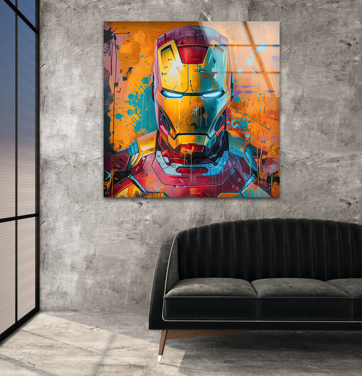 Iron Man Splash Art Glass Wall Art large glass photo prints, glass wall photos
