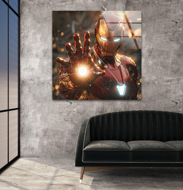 Vivid Iron Man Glass Wall Art picture on glass wall art, photos printed on glass
