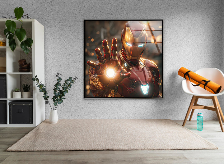 Vivid Iron Man Glass Wall Art print on glass, glass printed photos
