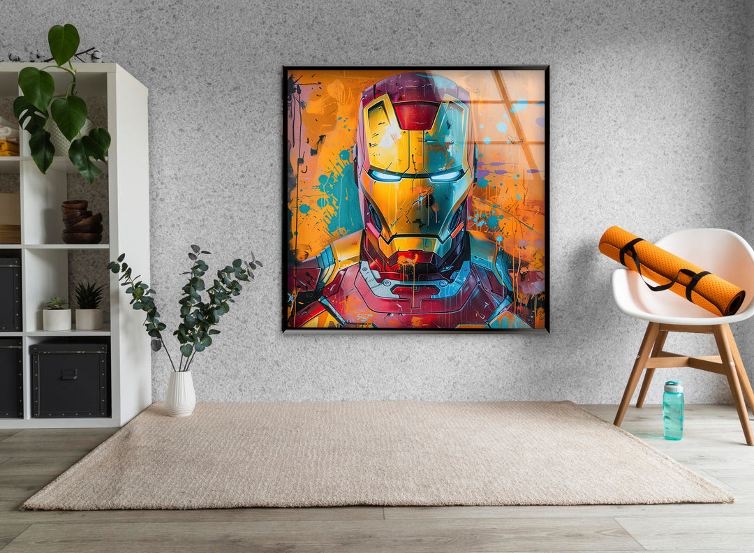 Iron Man Splash Art Glass Wall Art glass image printing, glass prints from photos
