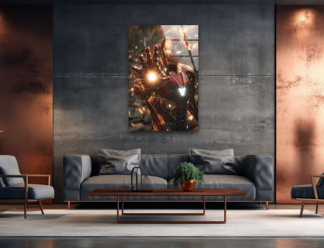 Vivid Iron Man Glass Wall Art stained glass wall art, stained glass wall decor
