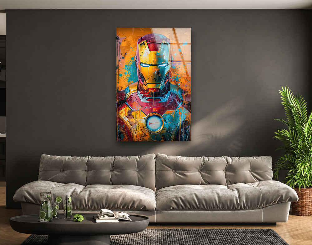 Iron Man Splash Art Glass Wall Art glass photo prints, glass picture prints
