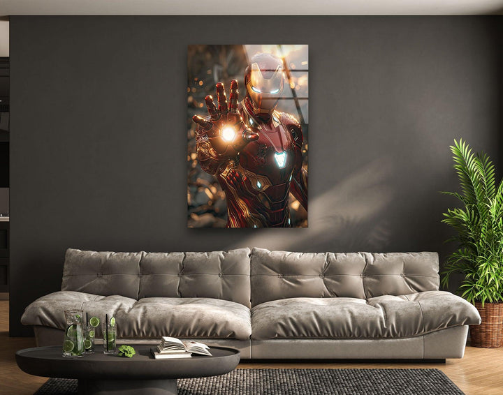 Vivid Iron Man Glass Wall Art custom glass photo prints, large glass prints
