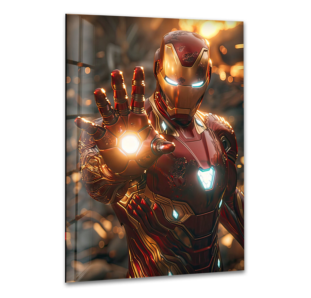 Vivid Iron Man Glass Wall Art large glass photo prints, glass wall photos
