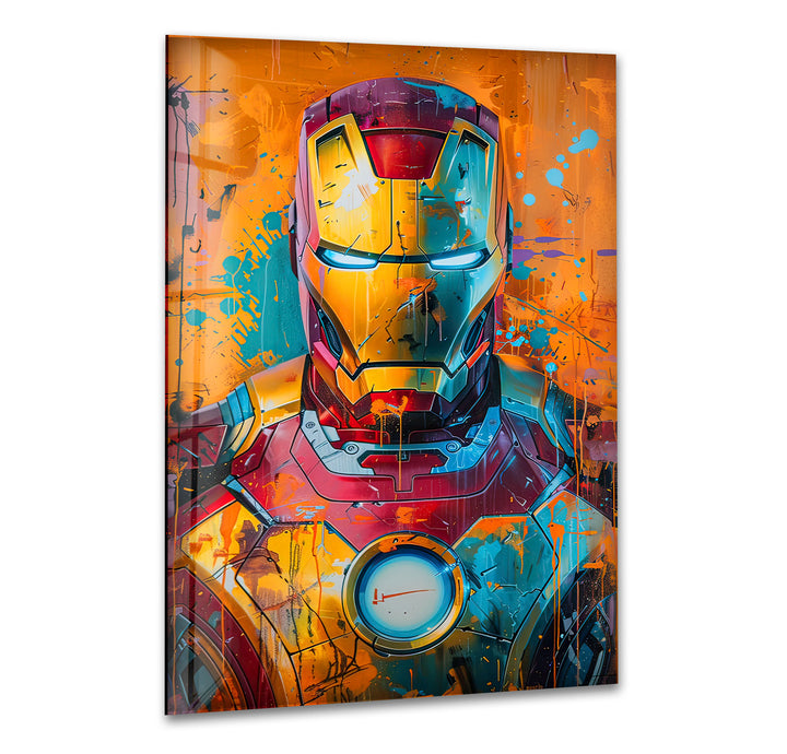 Iron Man Splash Art Glass Wall Art Glass Printing Wall Art, Print photos on glass
