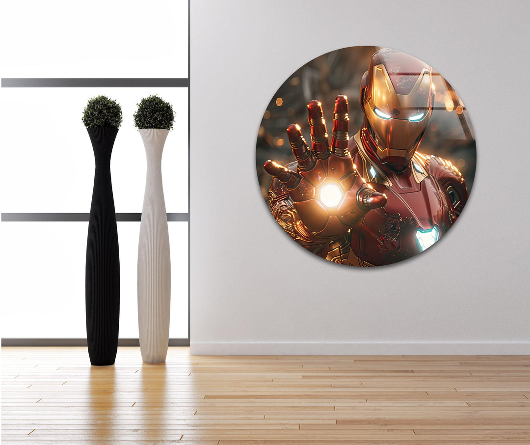 Vivid Iron Man Glass Wall Art glass photo prints, glass picture prints
