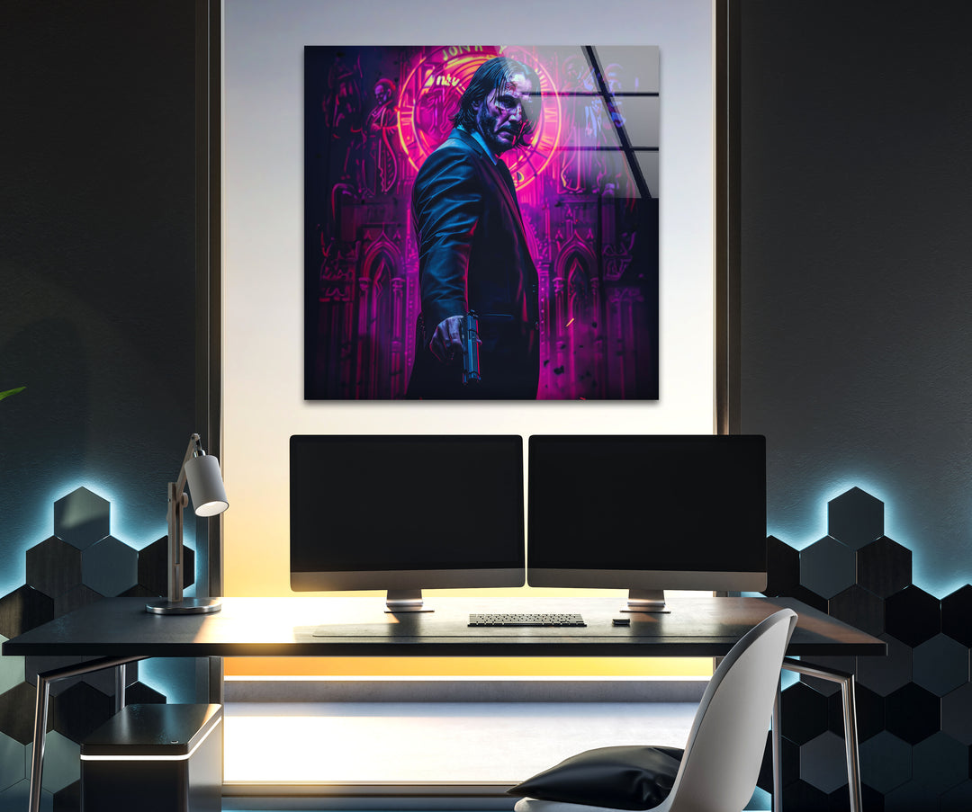 Purple John Wick Glass Wall Art print on glass, glass printed photos
