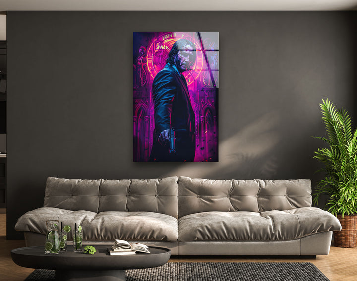 Purple John Wick Glass Wall Art large glass photo prints, glass wall photos
