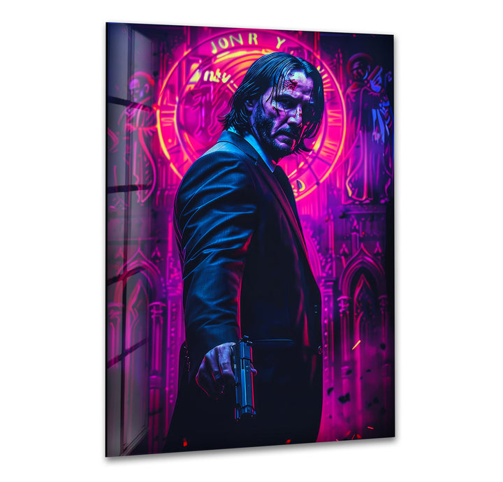 Purple John Wick Glass Wall Art glass pictures for Wall, glass prints wall art
