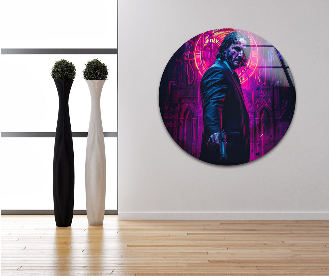 Purple John Wick Glass Wall Art Glass Printing Wall Art, Print photos on glass
