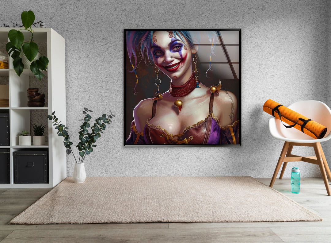 Harley Quinn Wall Art on Glass Pieces