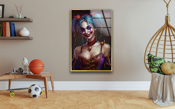 Harley Quinn Glass Wall Art Decor