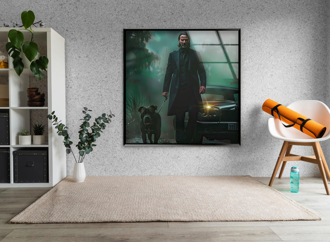 John Wick & Dog Walking Glass Wall Art large glass photo prints, glass wall photos
