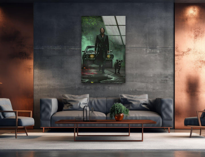 John Wick & Dog Glass Wall Art art glass wall art, glass wall art pictures
