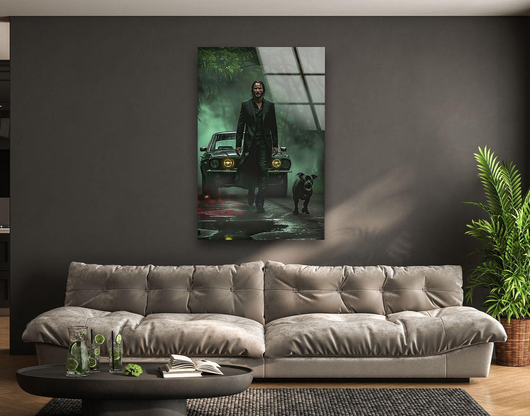 John Wick & Dog Glass Wall Art glass wall decor, glass wall art decor
