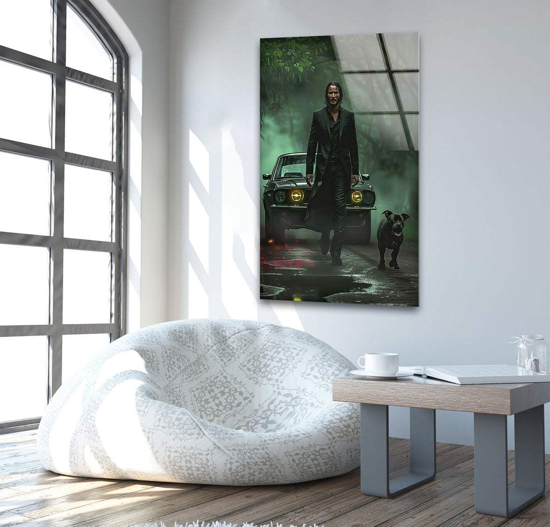 John Wick & Dog Glass Wall Art glass image printing, glass prints from photos
